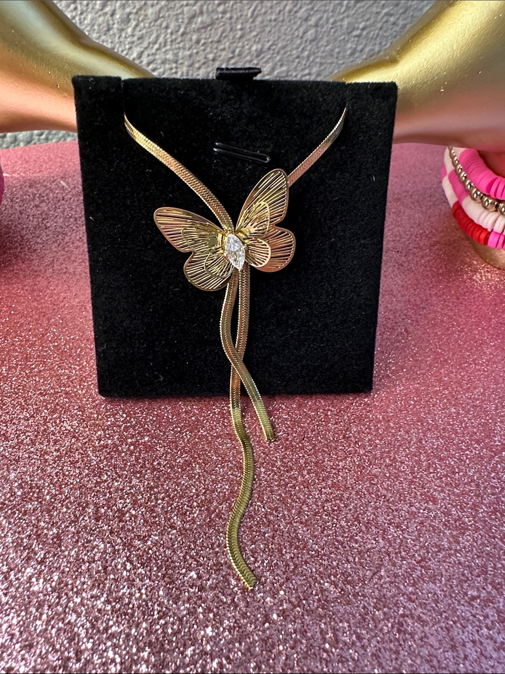 Unlisted Gold Butterfly Lariat Necklace